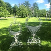 Zaer Ltd International Pre-Order: Set of 2 Tall "Tamar" Iron Planters in Antique White ZR170813-AW