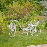 Zaer Ltd International 50.5" Tall Iron Tricycle Plant Stand with Flower Baskets "Stephania" ZR170735-AW