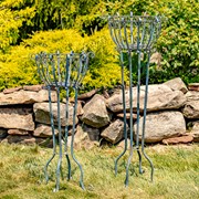 Zaer Ltd International Set of 2 Tall Iron Basket Plant Stands in Antique Blue "Stephania" ZR139518-BL