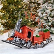 Zaer Ltd International Metal Christmas Train with 2 Carts on Track "X-M-A-S" ZR100978