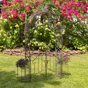 Zaer Ltd International "Stephania" 8ft. Tall Garden Gate Arch with Side Shelves in Copper-Brown ZR180830-CB