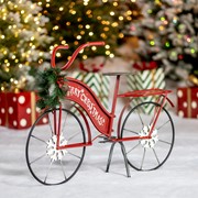 Zaer Ltd International Large Iron "Merry Christmas" Bicycle Decor with Light-Up Wreath ZR181746