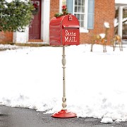 Zaer Ltd International Pre-Order: 42" Tall Standing Red "Santa's Mail" Christmas Mailbox w/LED Wreath ZR361849-RD