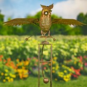 Zaer Ltd International 81" Tall Large Metal Solar Flying Owl Rocking Stake with Light-up Eyes " Weston" ZR182411-BZ
