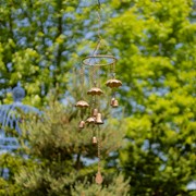 Zaer Ltd International 39.75" Long Antique Copper Umbrella Wind Chime with Glass Marbles & Bells ZR192149