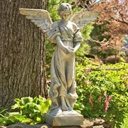 Zaer Ltd International 45" Tall Standing Magnesium Angel Statue with Open Wings in Antique Grey "Ariel" ZR225145-GY