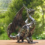 Zaer Ltd International 21" Tall Metal Dragon Statue "Vakhtang" ZR180714