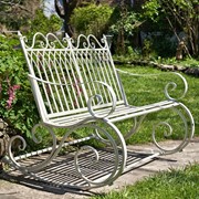 Zaer Ltd International "Tatiana" Iron Rocking Garden Bench in Antique White ZR819611-WH