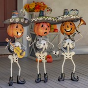 Zaer Ltd International Pre-Order: Set of 3 Small Iron Skeleton Mariachi Figurines "Tres Marlonis" ZR193038-SET