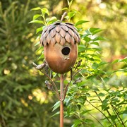 Zaer Ltd International Pre-Order: 65.25" Tall Acorn Shaped Copper Finish Birdhouse Stake ZR193149