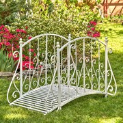 Zaer Ltd International 5ft. Long Antique Style Iron Garden Bridge in Antique White "Paris 1968" ZR140960-AW