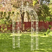 Zaer Ltd. International "Philadelphia" 8.5ft. Tall Iron Garden Arch Decoration in Antique White ZR190429-AW