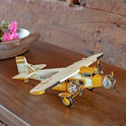 Zaer Ltd. International Metal Model Airplane Decor in Yellow and Cream RD204155-YL