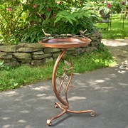 Zaer Ltd. International 32" Tall Shallow Copper-Finished Iron Birdbath with Branch Stand ZR190779-CP