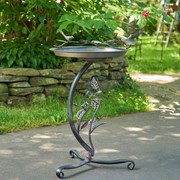 Zaer Ltd. International 32" Tall Shallow Galvanized Iron Birdbath with Branch Stand ZR190779-GV