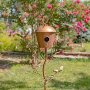 Zaer Ltd. International Pre-Order: 64.25"T Antique Copper Finished Iron Birdhouse Stake with Dome Roof ZR173714-D