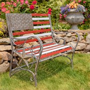 Zaer Ltd. International "Proud to Be an American" Flag Iron Garden Bench ZR190028