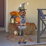 Zaer Ltd. International 42.5" Tall Metal Pumpkin Witch with Owl Candy Holder ZR190341