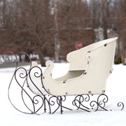 Zaer Ltd International Pre-Order: 25" Tall Metal Holiday Sleigh Decoration in Antique White ZR180414-AW