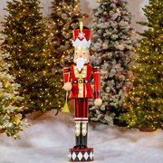 Zaer Ltd. International 61" Tall Large Iron Christmas Nutcracker with Trumpet & LED Light "David" ZR190661