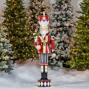 Zaer Ltd. International 61"Tall Iron Christmas Nutcracker with Candy Cane & LED Light "Harry" ZR190659