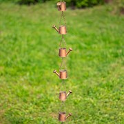 Zaer Ltd. International 73" Long Iron Rain Chain with Watering Cans in Antique Copper ZR200167-CP
