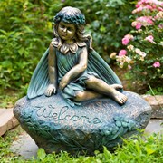 Zaer Ltd International 25.5" Tall Magnesium Sitting Fairy Statue "Iris" ZR339026