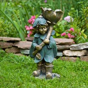 Zaer Ltd International 27.5" Tall Fairy Garden Statue with Flower "Tato" ZR225028