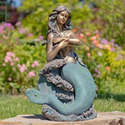 Zaer Ltd International 34" Tall Mermaid Sitting on Rock Garden Statue in Antique Bronze "Dezlynn" ZR340934-BZ