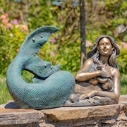 Zaer Ltd International Pre-Order: 37" Tall Mermaid Lying Down Garden Statue in Antq. Bronze "Finnleigh" ZR341137-BZ