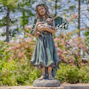 Zaer Ltd International 39" Tall Magnesium Angel Statue Holding Cat in Antique Bronze "Nicole" ZR341539-BZ