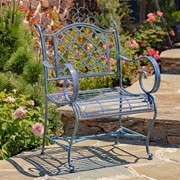 Zaer Ltd International Pre-Order: "Stephania" Victorian-Style Iron Garden Armchair in Antique Blue ZR090518-BL