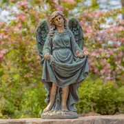 Zaer Ltd International Pre-Order: 37" T Magnesium Angel Statue and Birdbath in Antique Bronze "Muriel" ZR253037-BZ
