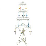 Zaer Ltd. International 85" Tall Elegant Metal Display Stand with Hooks in Antique White "London 1820" ZR200526-AW