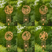 Zaer Ltd. International Set of 6 Asst. Circular Copper Wind Chimes with Nature Scenes & Bell ZR122131-SET