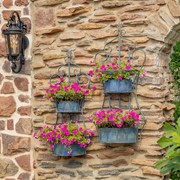 Zaer Ltd. International Set of 2 Dual Wall Hanging Iron Basket Planters in Cobalt Blue "Copenhagen 1843" ZR200536-BL