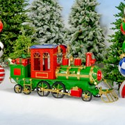 Zaer Ltd. International Pre-Order: 5.85ft Long Medium Christmas Train w/Cart & Lanterns "Blessed Bullet" ZR200555-RG