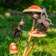 Zaer Ltd International Set of 6 Assorted Bustling Butterflies on Iron Mushroom Garden Stakes ZR652408-SET