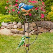 Zaer Ltd International Pre-Order: 53" Tall Metal Dual Hummingbird Rocking Stake "Tiki & Tiko" ZR120205