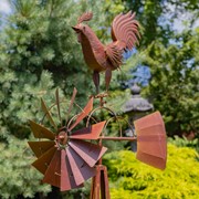 Zaer Ltd International 69" Tall Medium Iron Windmill Stand with Rooster "Jackson" ZR158185