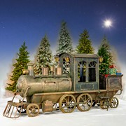 Zaer Ltd. International 16ft. Long XL Antique Bronze Iron Train "The Flying Santa" ZR200888-BZ