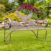 Zaer Ltd International Round Top Iron Garden Bench with Flying Eagle Backrest "Klamath" ZR220864-BZ