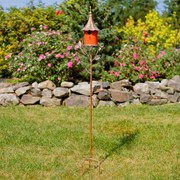 Zaer Ltd International Pre-Order: 69.25" Tall Iron & Orange Porcelain Birdhouse Stake "Amsterdam" ZR225219-CP