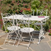 Zaer Ltd International "Solebury" Five-Piece Metal Dining Set in Antique White ZR220869-70-AW