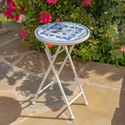 Zaer Ltd. International "Cape May" 23in. Tall Mosaic Folding Plant Stand - White & Blue ZR850192