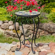 Zaer Ltd. International "Bar Harbor" 22in. Tall Mosaic Pedestal Plant Stand - Blue/Green/Peach ZR850615