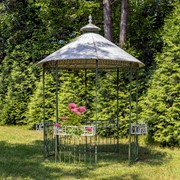 Zaer Ltd. International 11.25ft. Tall Round Iron Gazebo w/Sidewalls & Baskets in Green "Seville" ZR230419-GR