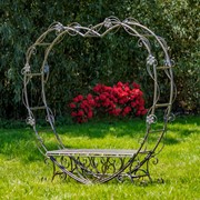 Zaer Ltd. International 6.8ft. Tall Heart-Shaped Iron Bench in Antique Bronze "Amore" ZR230422-BZ
