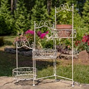 Zaer Ltd International 32.5"Tall Three-Basket Iron Trifold Plant Stand in Antique White "Medellín 1972" ZR238105-AW