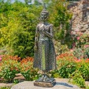 Zaer Ltd International 37.8" Tall Frosted Silver Standing Polyresin Buddha Statue ZR920202